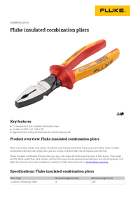 Thumbnail of document Data Sheet - INCP8 Insulated combination pliers